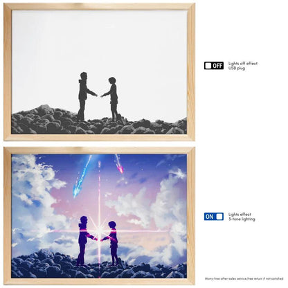 Your name Led : Anime INS romantique ciel étoilé led veilleuse peinture, prise USB rechargeable lampe d'ambiance de bureau, cadeaux spéciaux pour les couples - myledly