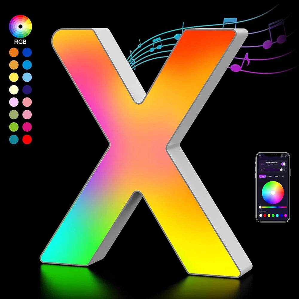 Fivemi Led : Veilleuses Led colorées avec 26 lettres de l'alphabet, application intelligente, bricolage, synchronisation de la musique, signe lumineux, salle de jeu, chambre à coucher, décor de Bar, cadeau - myledly