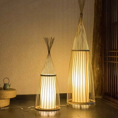Lampe sur pied bambou japonais - éclairage tamisé ambiance zen