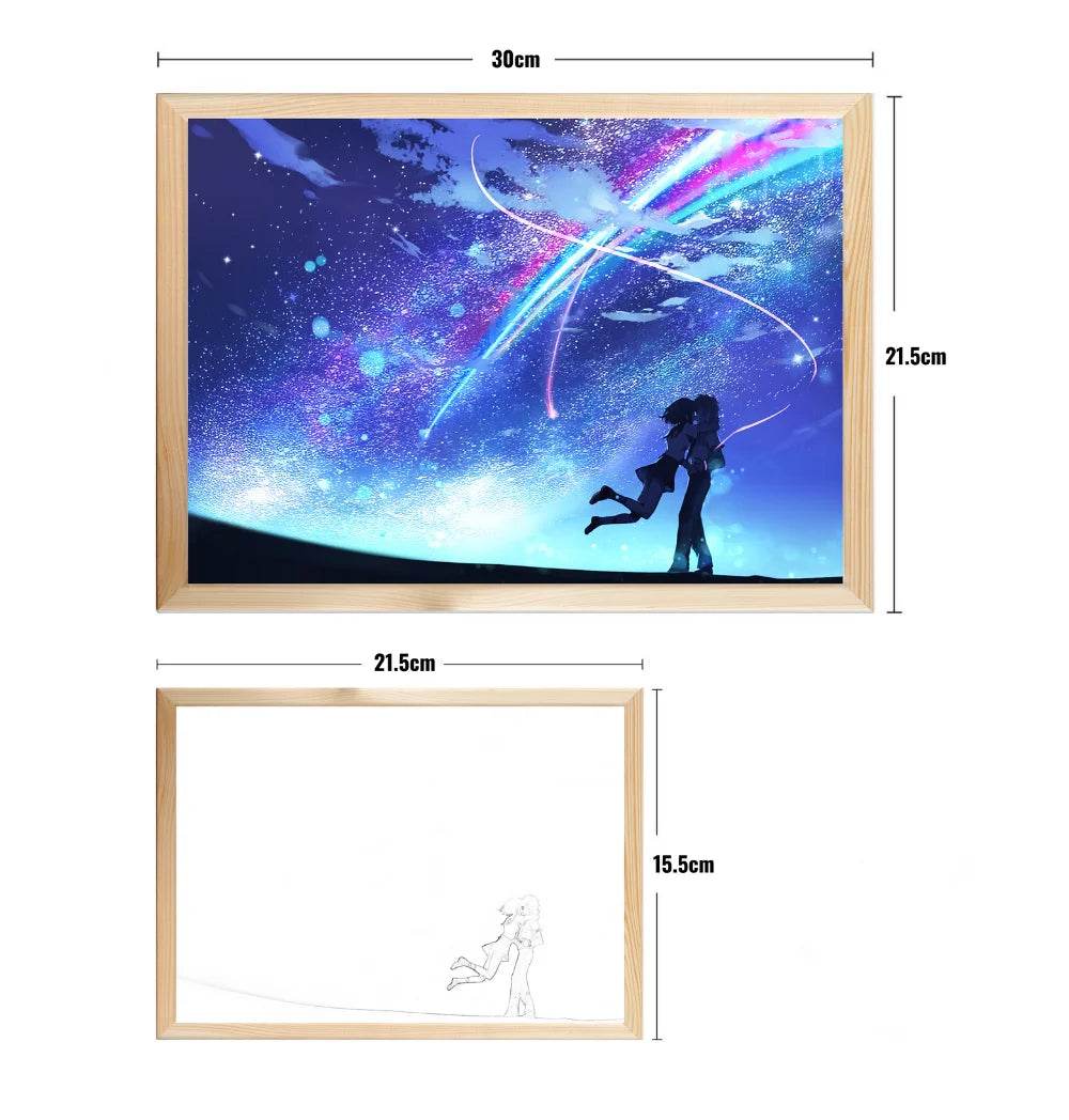 Your name Led : Anime INS romantique ciel étoilé led veilleuse peinture, prise USB rechargeable lampe d'ambiance de bureau, cadeaux spéciaux pour les couples - myledly