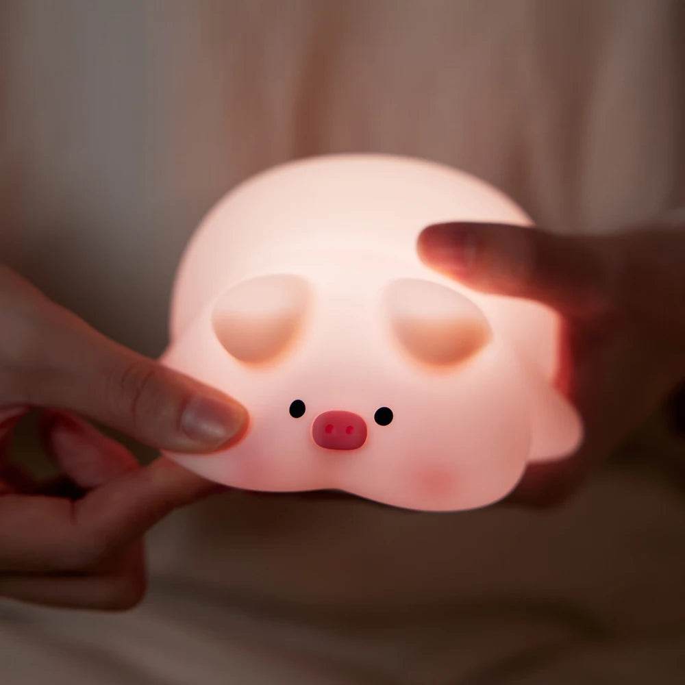Piggy Led : Veilleuse cochon rose en Silicone, jolie lampe de nuit LED, atmosphère intérieure, décoration de chambre, USB, veilleuse pour enfants, cadeau - myledly