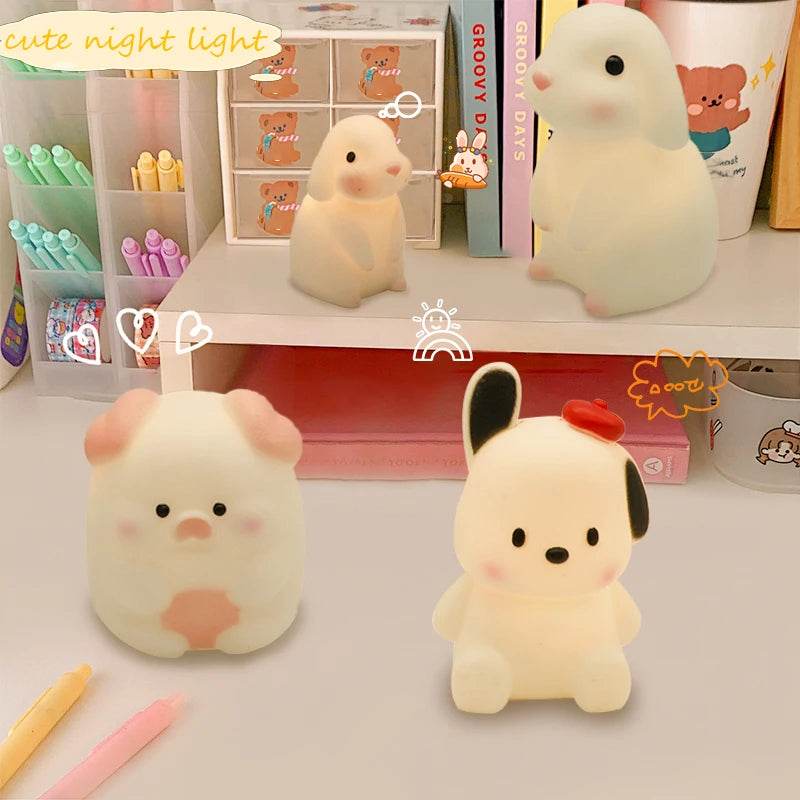 Softy Leds : Veilleuses en silicone chambre décor lumières bouton alimenté par batterie clair de lune dessin animé animaux lampes enfants cadeau lampe décorative - myledly