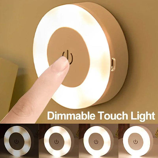 Sensitive Led : Mini LED capteur tactile veilleuses USB Rechargeable cuisine chambre Base magnétique applique murale ronde Portable gradation lampe de nuit - myledly