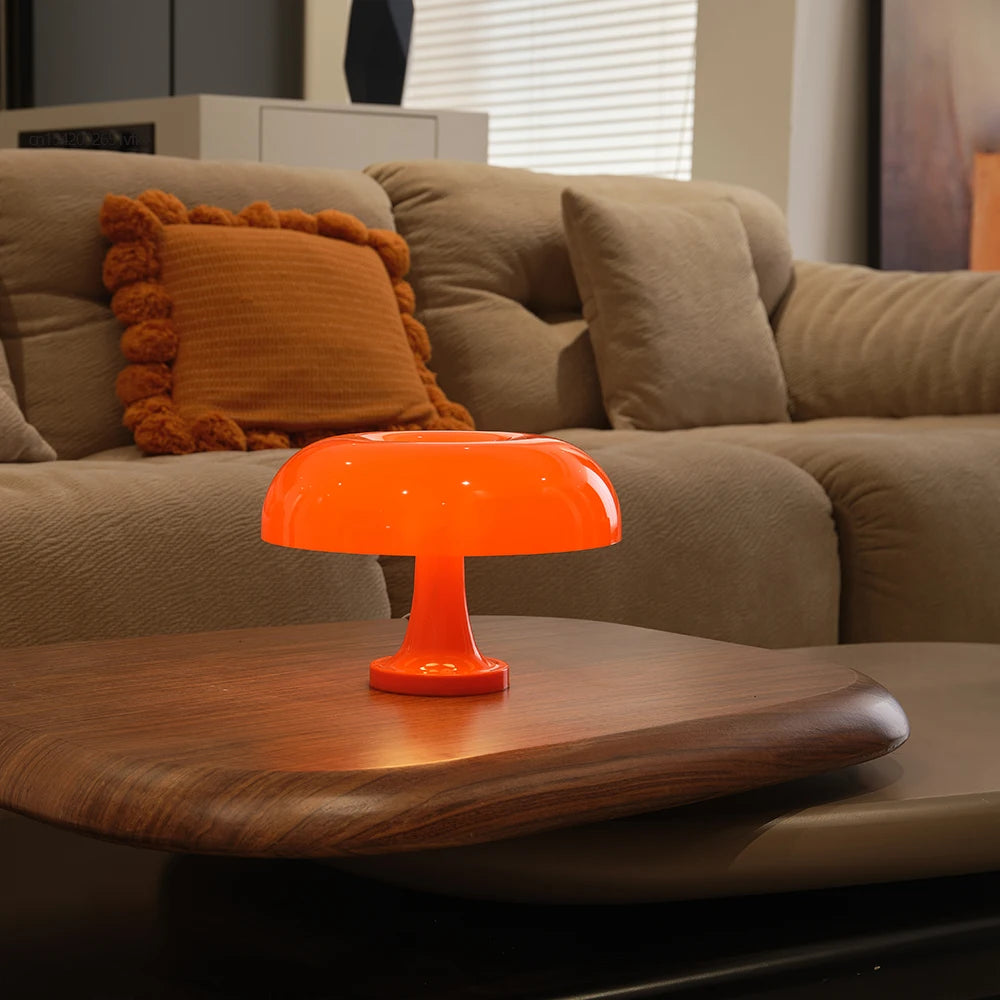 Lampe champignon orange 25cm design - luminaire tendance rechargeable Type-C
