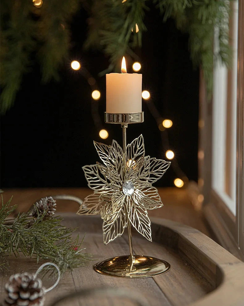 Bougeoir Weihnachtsstern fer forgé doré - bougeoir Noël étoile élan sapin