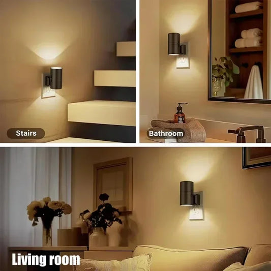 Plug Lamp : Veilleuse LED à brancher avec capteur du crépuscule à l'aube, luminosité réglable, intensité variable, pour cuisine, couloir, chambre à coucher, escaliers