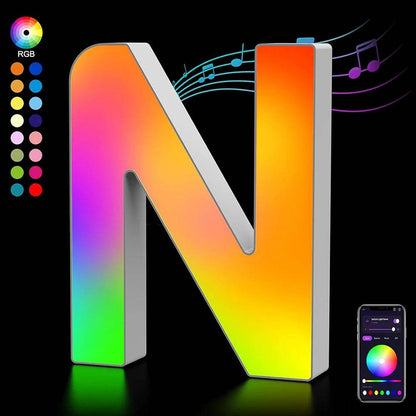 Fivemi Led : Veilleuses Led colorées avec 26 lettres de l'alphabet, application intelligente, bricolage, synchronisation de la musique, signe lumineux, salle de jeu, chambre à coucher, décor de Bar, cadeau - myledly