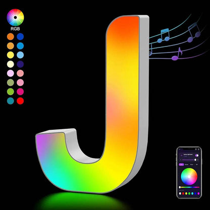Fivemi Led : Veilleuses Led colorées avec 26 lettres de l'alphabet, application intelligente, bricolage, synchronisation de la musique, signe lumineux, salle de jeu, chambre à coucher, décor de Bar, cadeau - myledly