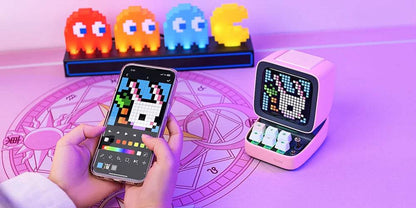 Ditoo Led : Haut-parleur Bluetooth rétro Pixel Art, jeu Portable avec 16x16 LED, écran avant contrôlé par application (rose), panneau d'affichage LED à monter soi-même - myledly
