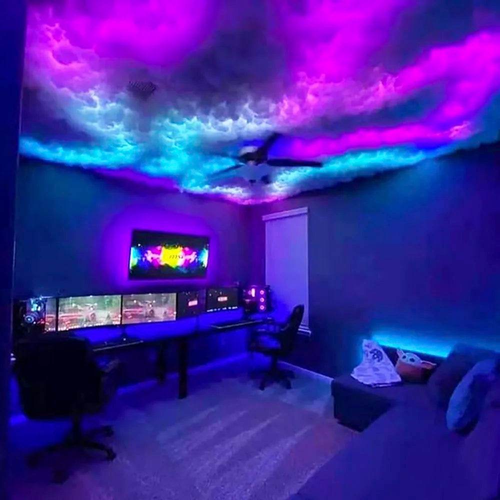 Kit Cloudy : Lampe Led en forme de nuage de tonnerre RGB, bande lumineuse créative en forme de nuage, pour salle de jeu, barre lumineuse murale, atmosphère, fête, Festival, décoration - myledly