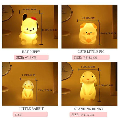 Softy Leds : Veilleuses en silicone chambre décor lumières bouton alimenté par batterie clair de lune dessin animé animaux lampes enfants cadeau lampe décorative - myledly
