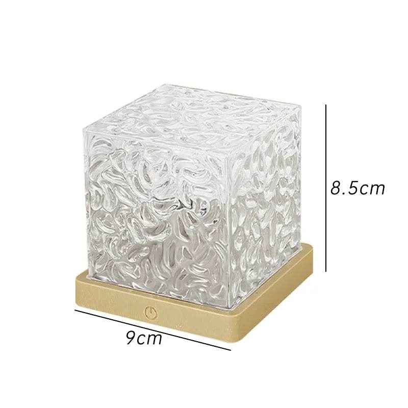 Cube Lamp - Veilleuse dynamique rotative à ondulation de l'eau, tête de lit créative, lumière d'ambiance, romantique, carrée, Projection de ciel étoilé - myledly