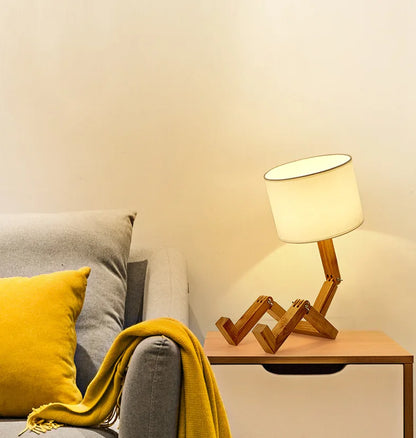 Lampe de bureau décorative en bois et bambou - style nordique