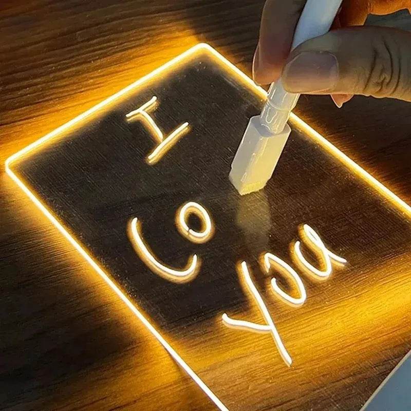 Notepad Led ; Tableau lumineux LED à faire soi-même, tableau à messages lumineux en acrylique avec stylo, effaçable, pour enfants, veilleuse de nuit - myledly