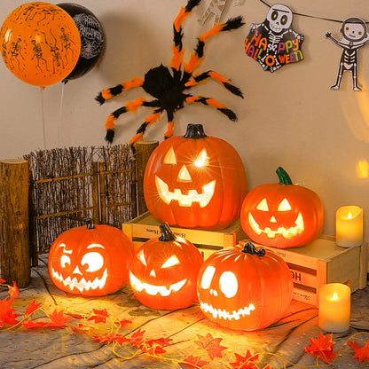 Citrouilles LED Halloween - décoration pelouse allée maison hantée