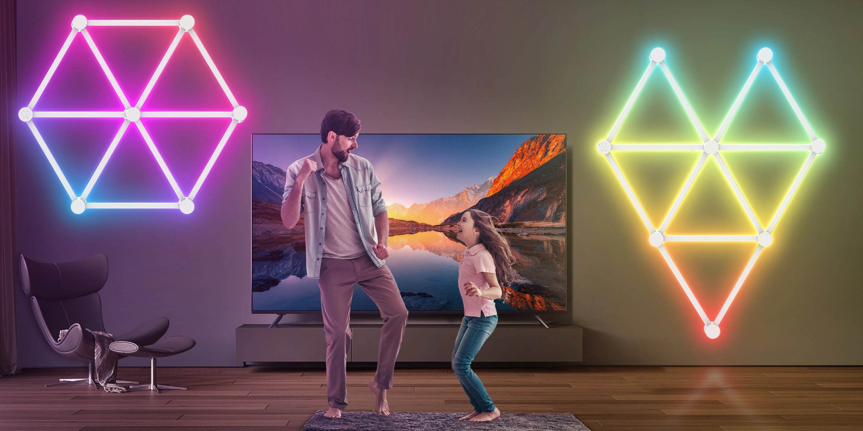 Bar Led : Applique murale intelligente RGBIC WIFI LED, synchronisation de musique, veilleuse à intensité variable, compatible avec Alexa Google Home, pour salle de jeu, décoration murale - myledly