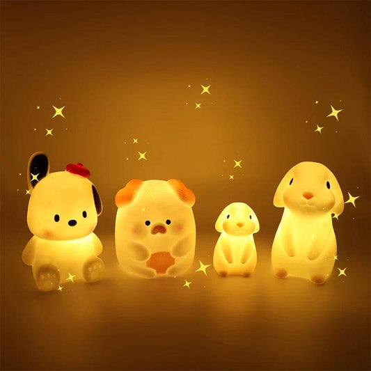 Softy Leds : Veilleuses en silicone chambre décor lumières bouton alimenté par batterie clair de lune dessin animé animaux lampes enfants cadeau lampe décorative - myledly