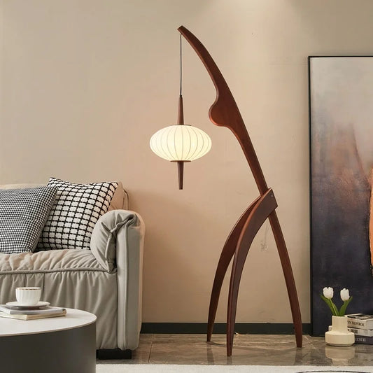 Lampadaire bois massif Essence Antique - vue principale design wabi-sabi chinois