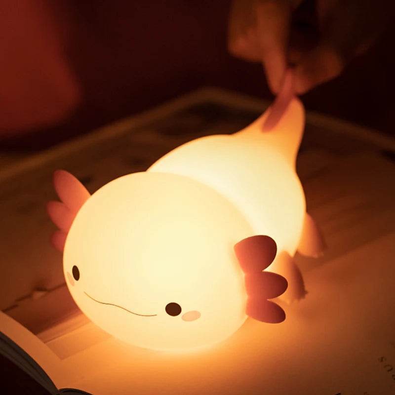 Axolot Led : Lampe de nuit en Silicone, jolie veilleuse à commande tactile, lampe de Table Rechargeable par USB pour bébé et enfant - myledly