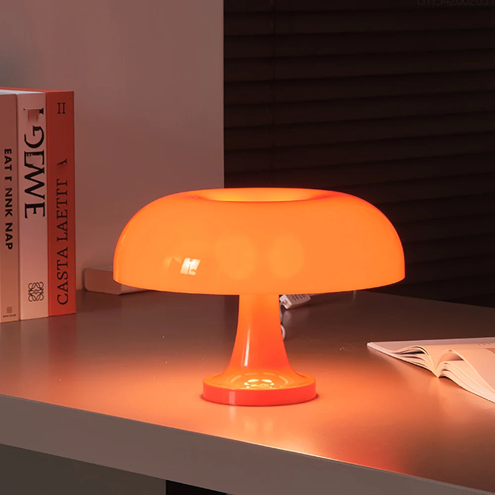 Lampe champignon orange 25cm design - luminaire tendance rechargeable Type-C
