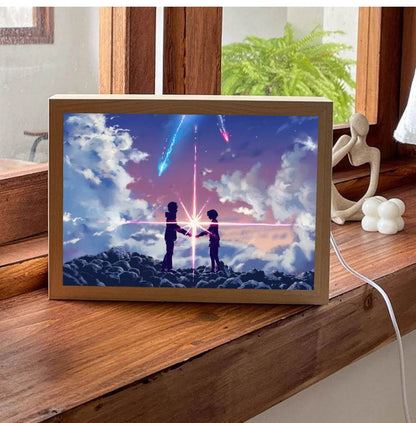 Your name Led : Anime INS romantique ciel étoilé led veilleuse peinture, prise USB rechargeable lampe d'ambiance de bureau, cadeaux spéciaux pour les couples - myledly