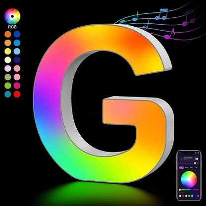 Fivemi Led : Veilleuses Led colorées avec 26 lettres de l'alphabet, application intelligente, bricolage, synchronisation de la musique, signe lumineux, salle de jeu, chambre à coucher, décor de Bar, cadeau - myledly