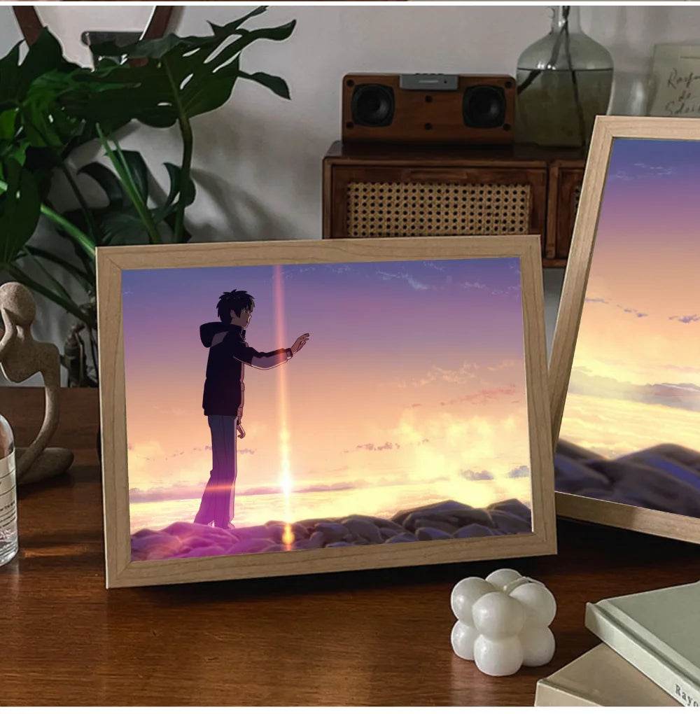 Your name Led : Anime INS romantique ciel étoilé led veilleuse peinture, prise USB rechargeable lampe d'ambiance de bureau, cadeaux spéciaux pour les couples - myledly