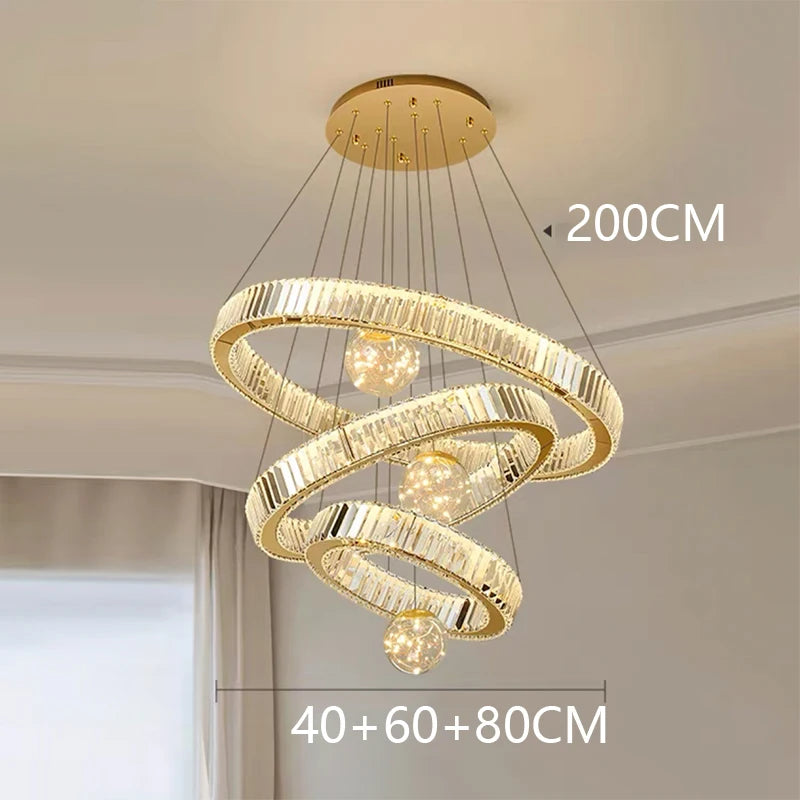 KRISTALLTREPPE Lustre cristal moderne escalier - Suspension duplex architecture luxe