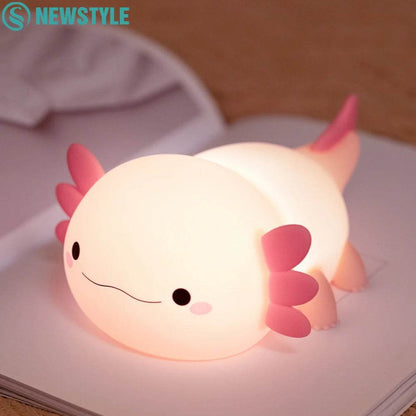 Axolot Led : Lampe de nuit en Silicone, jolie veilleuse à commande tactile, lampe de Table Rechargeable par USB pour bébé et enfant - myledly