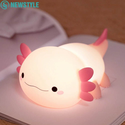 Axolot Led : Lampe de nuit en Silicone, jolie veilleuse à commande tactile, lampe de Table Rechargeable par USB pour bébé et enfant - myledly