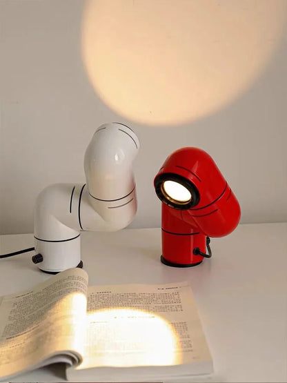 Lampe sur pied Space Age rouge blanc - éclairage bidirectionnel art déco