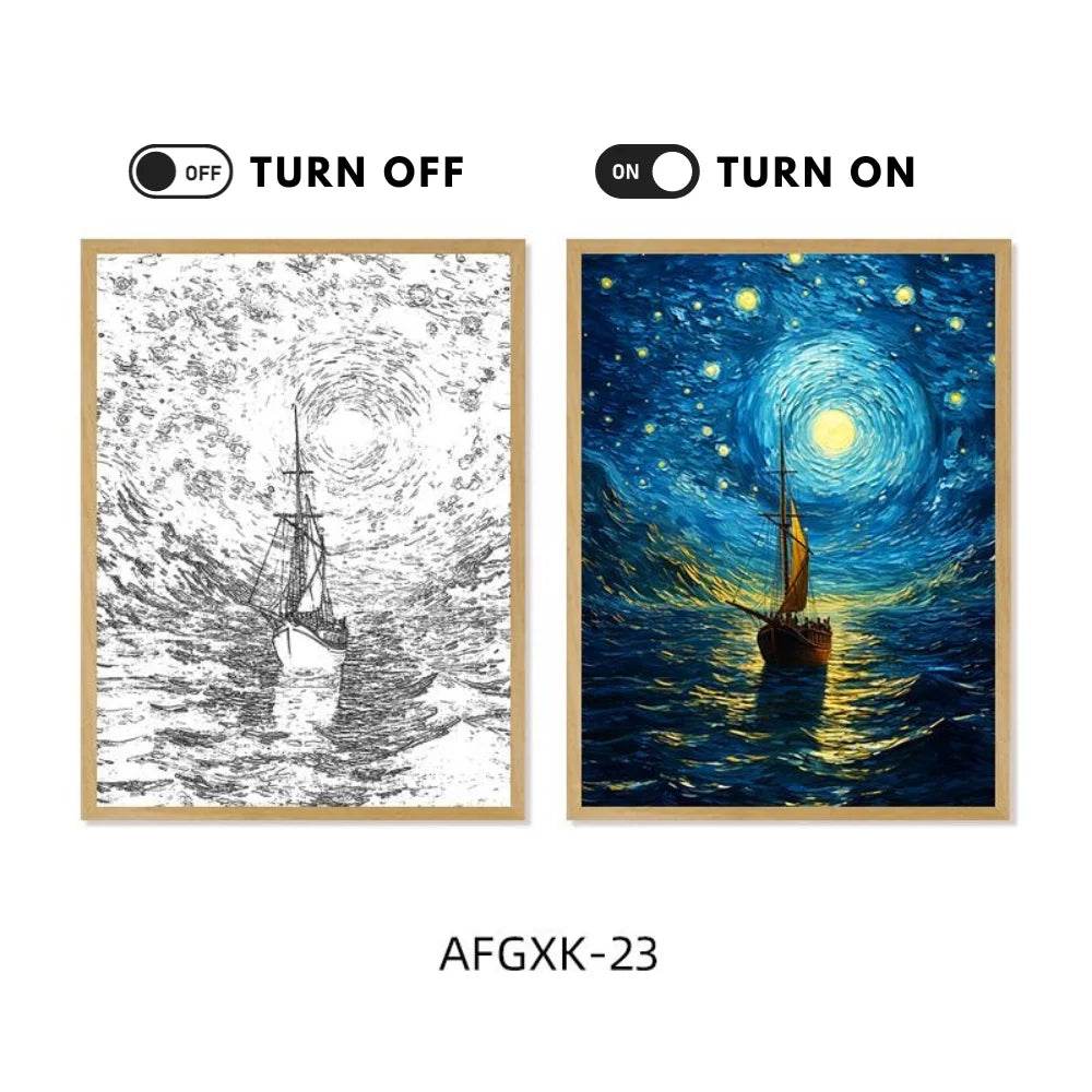 Van Gogh Led : Van Gogh Art Anime lumière LED peinture décor de salle, lumière d'ambiance de charge sans fil, décoration murale de lampe USB, veilleuse cadeau de maison - myledly