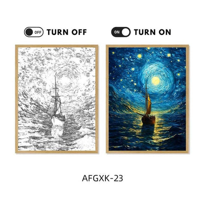 Van Gogh Led : Van Gogh Art Anime lumière LED peinture décor de salle, lumière d'ambiance de charge sans fil, décoration murale de lampe USB, veilleuse cadeau de maison - myledly