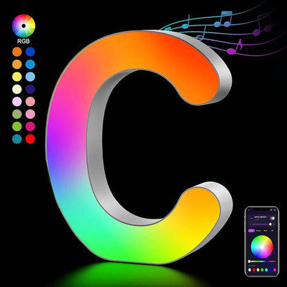 Fivemi Led : Veilleuses Led colorées avec 26 lettres de l'alphabet, application intelligente, bricolage, synchronisation de la musique, signe lumineux, salle de jeu, chambre à coucher, décor de Bar, cadeau - myledly