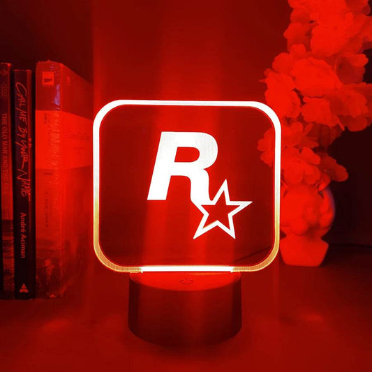 GTA LED : Grand Theft Auto V LOGO Rockstar 3D LED néon veilleuse chambre chevet décoration cadeau d'anniversaire pour amis fans lampe à lave - myledly