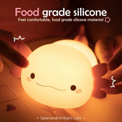 Axolot Led : Lampe de nuit en Silicone, jolie veilleuse à commande tactile, lampe de Table Rechargeable par USB pour bébé et enfant - myledly