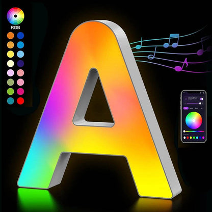 Fivemi Led : Veilleuses Led colorées avec 26 lettres de l'alphabet, application intelligente, bricolage, synchronisation de la musique, signe lumineux, salle de jeu, chambre à coucher, décor de Bar, cadeau - myledly