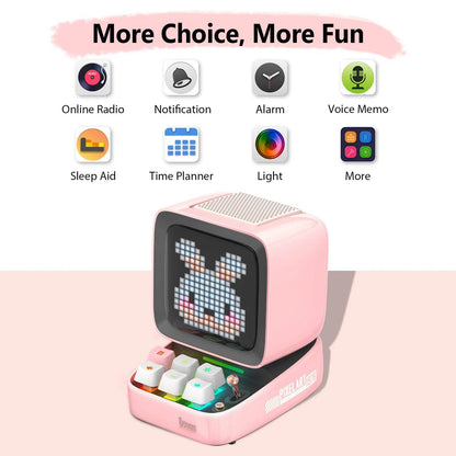 Ditoo Led : Haut-parleur Bluetooth rétro Pixel Art, jeu Portable avec 16x16 LED, écran avant contrôlé par application (rose), panneau d'affichage LED à monter soi-même - myledly