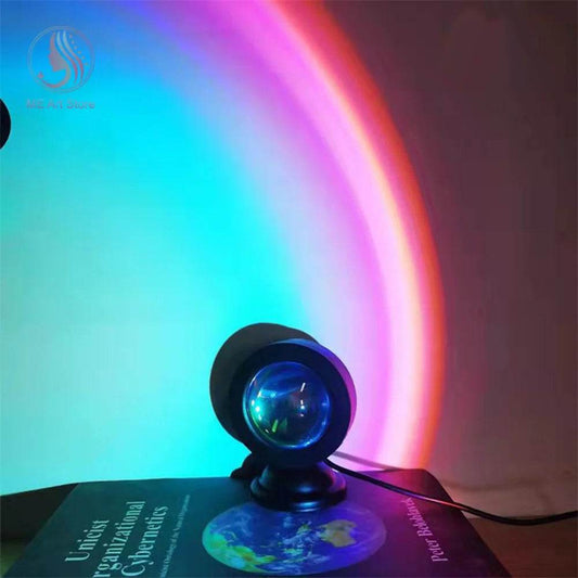 Sunset Lamp : Projecteur LED veilleuse 16 couleurs projecteur lumière arc-en-ciel atmosphère maison chambre fond décoration murale - myledly