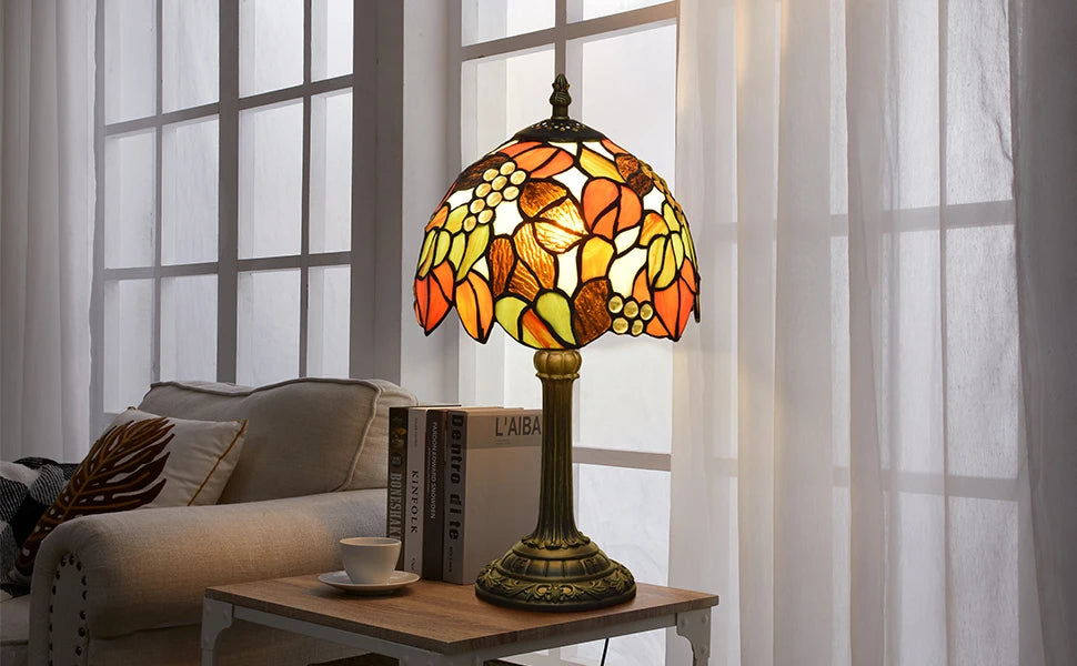 Lampe de chevet vitrail vintage - éclairage d'appoint chaleureux salon