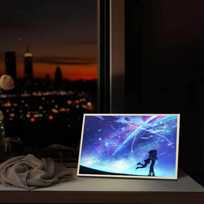 Your name Led : Anime INS romantique ciel étoilé led veilleuse peinture, prise USB rechargeable lampe d'ambiance de bureau, cadeaux spéciaux pour les couples - myledly