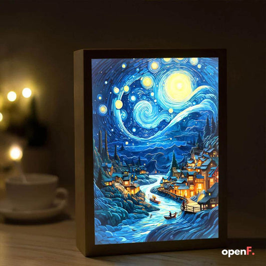 Van Gogh Led : Van Gogh Art Anime lumière LED peinture décor de salle, lumière d'ambiance de charge sans fil, décoration murale de lampe USB, veilleuse cadeau de maison - myledly