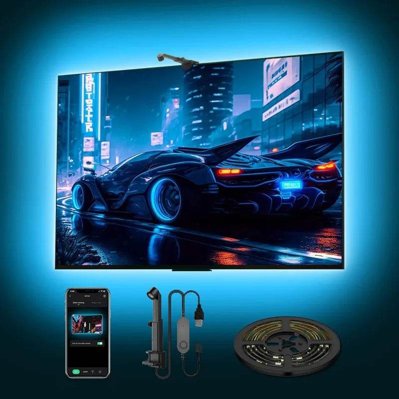 Rétroéclairage LED TV avec capteur de gamme de couleurs AR, bande lumineuse RVB de 12,5 à 16,4 pieds, adaptée aux téléviseurs et moniteurs de 55 à 85 pouces - myledly