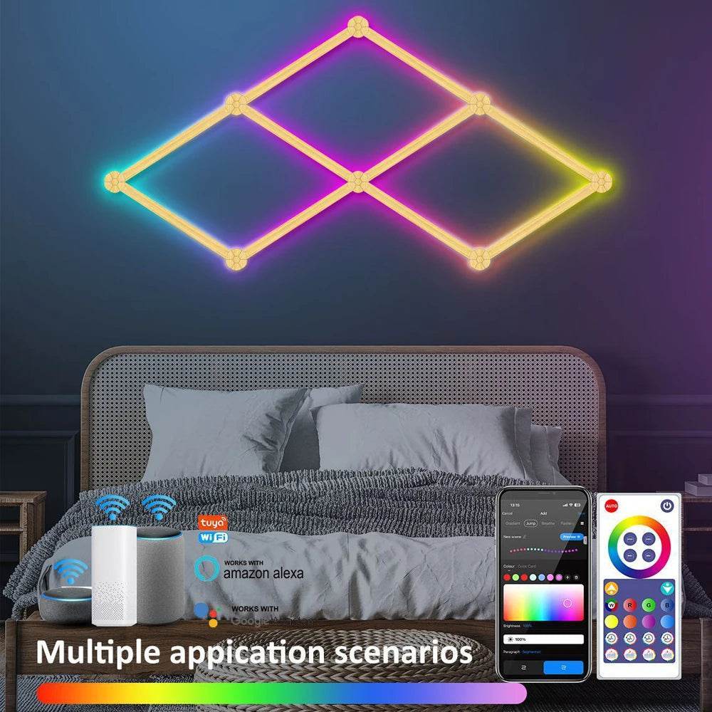 Bar Led : Applique murale intelligente RGBIC WIFI LED, synchronisation de musique, veilleuse à intensité variable, compatible avec Alexa Google Home, pour salle de jeu, décoration murale - myledly