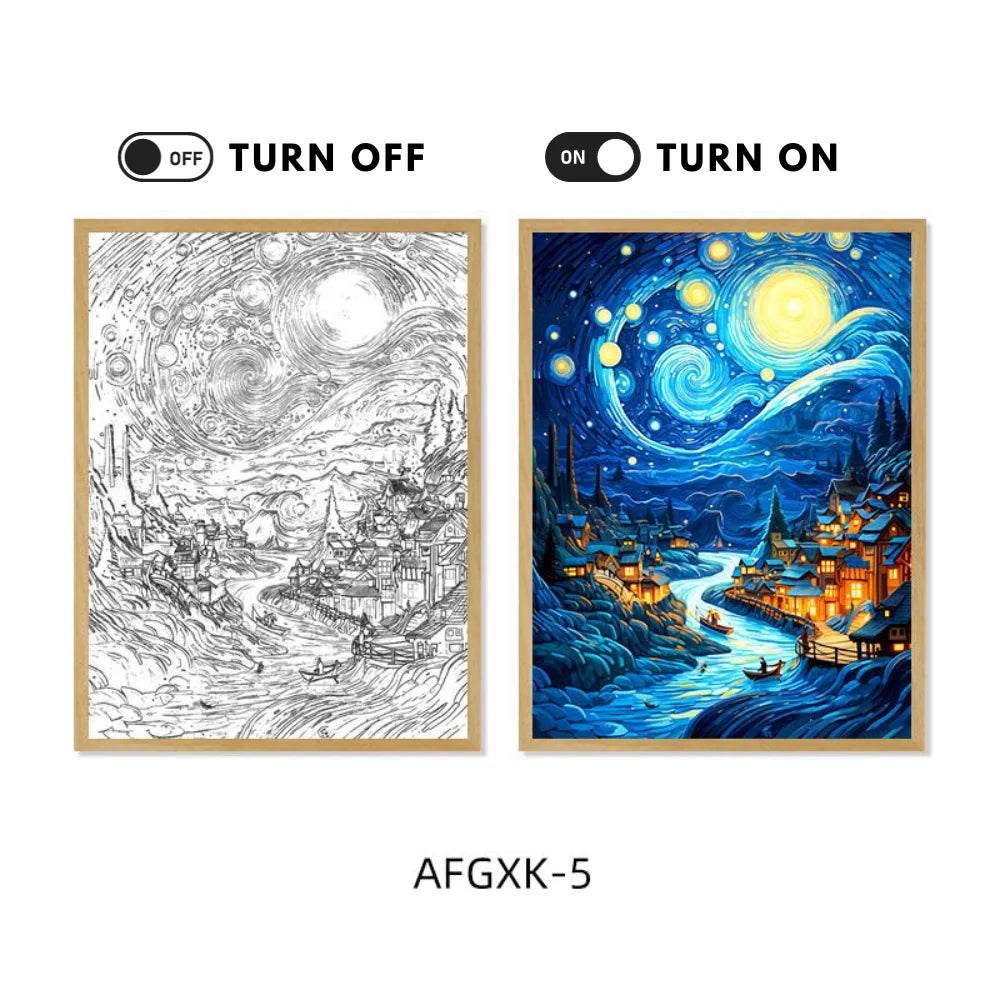 Van Gogh Led : Van Gogh Art Anime lumière LED peinture décor de salle, lumière d'ambiance de charge sans fil, décoration murale de lampe USB, veilleuse cadeau de maison - myledly