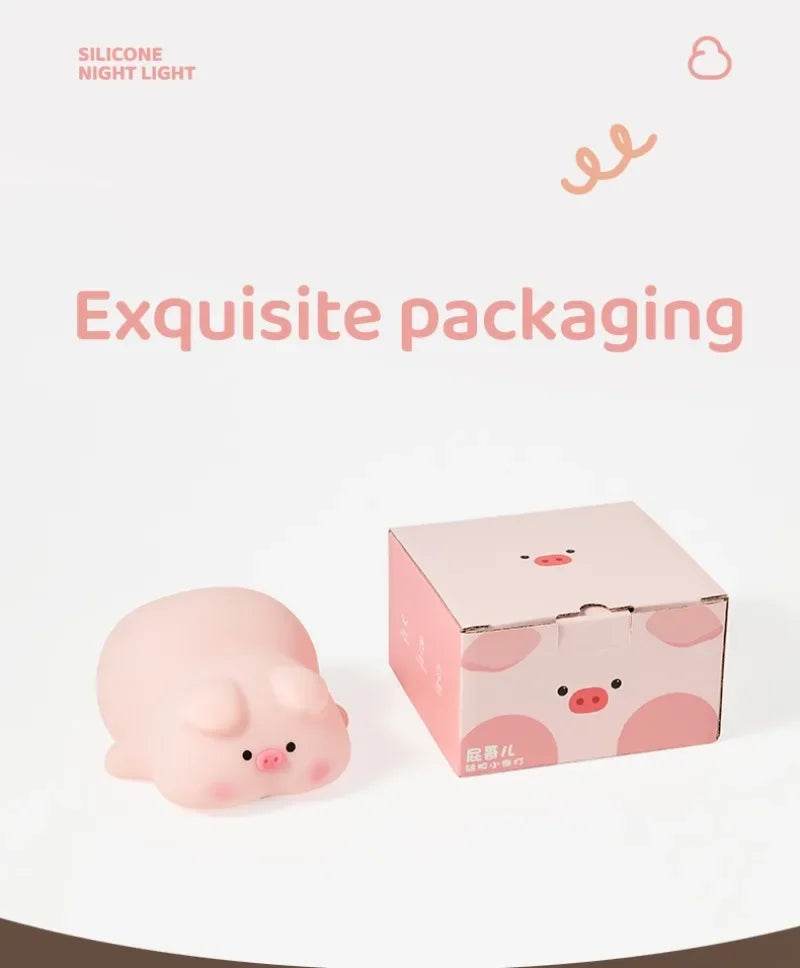 Piggy Led : Veilleuse cochon rose en Silicone, jolie lampe de nuit LED, atmosphère intérieure, décoration de chambre, USB, veilleuse pour enfants, cadeau - myledly