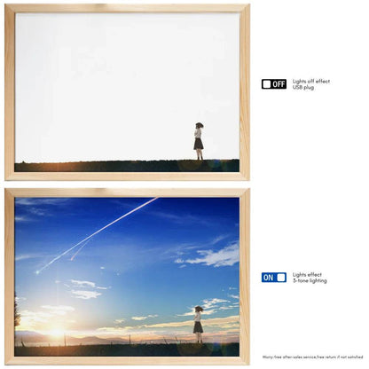 Your name Led : Anime INS romantique ciel étoilé led veilleuse peinture, prise USB rechargeable lampe d'ambiance de bureau, cadeaux spéciaux pour les couples - myledly