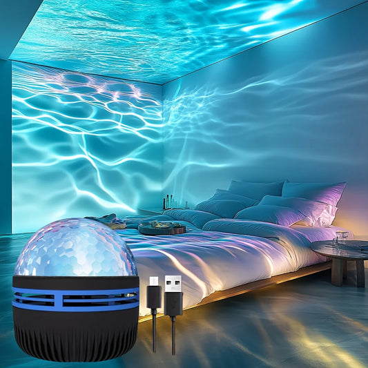 Ripple Night : Projecteur de vagues lumineuses LED, veilleuse USB, télécommande, lumière galaxie RVB, 7 modes, pour salle de fête, chambre, bar, décoration