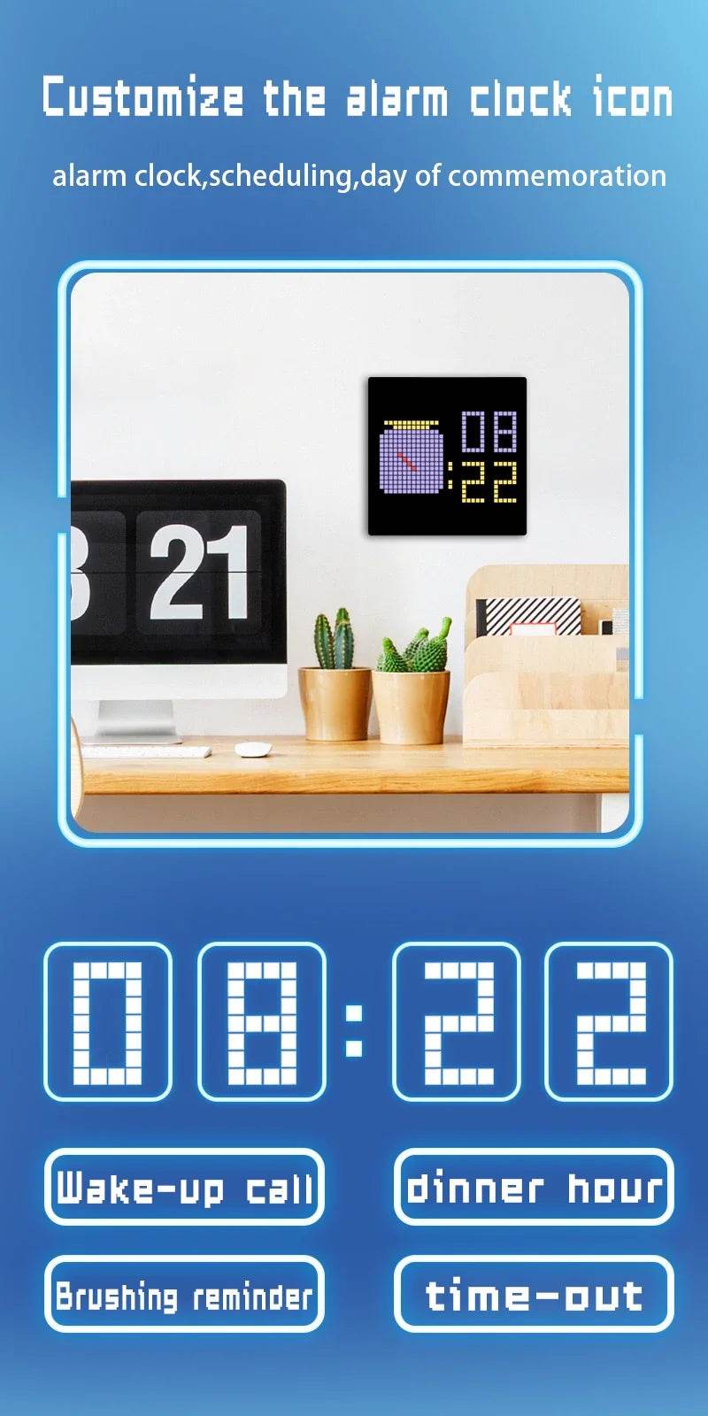 Pixel LED : Pixel affichage veilleuse intelligente APP contrôle écran Programmable bricolage texte Animation cadre Photo veilleuse cadeau décor à la maison - myledly