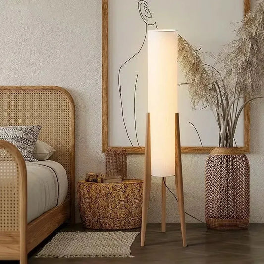 Lampadaire bois massif noyer métal design nordique